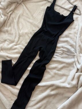 Forever 21 Black Ribbed Tank Jumpsuit